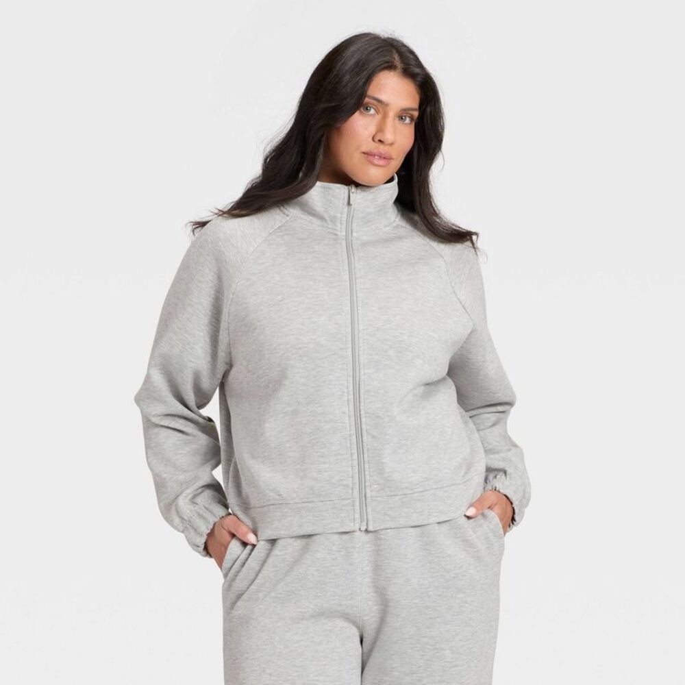 Women's Airy Sleek Full Zip Jacket - All In Motion Heathered Gray L - Picture 4 of 5